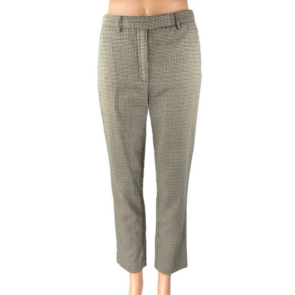 MNG Mango Womens Brown Tan Houndstooth High Waist Trousers Dress Pants Size 4 - Picture 1 of 4